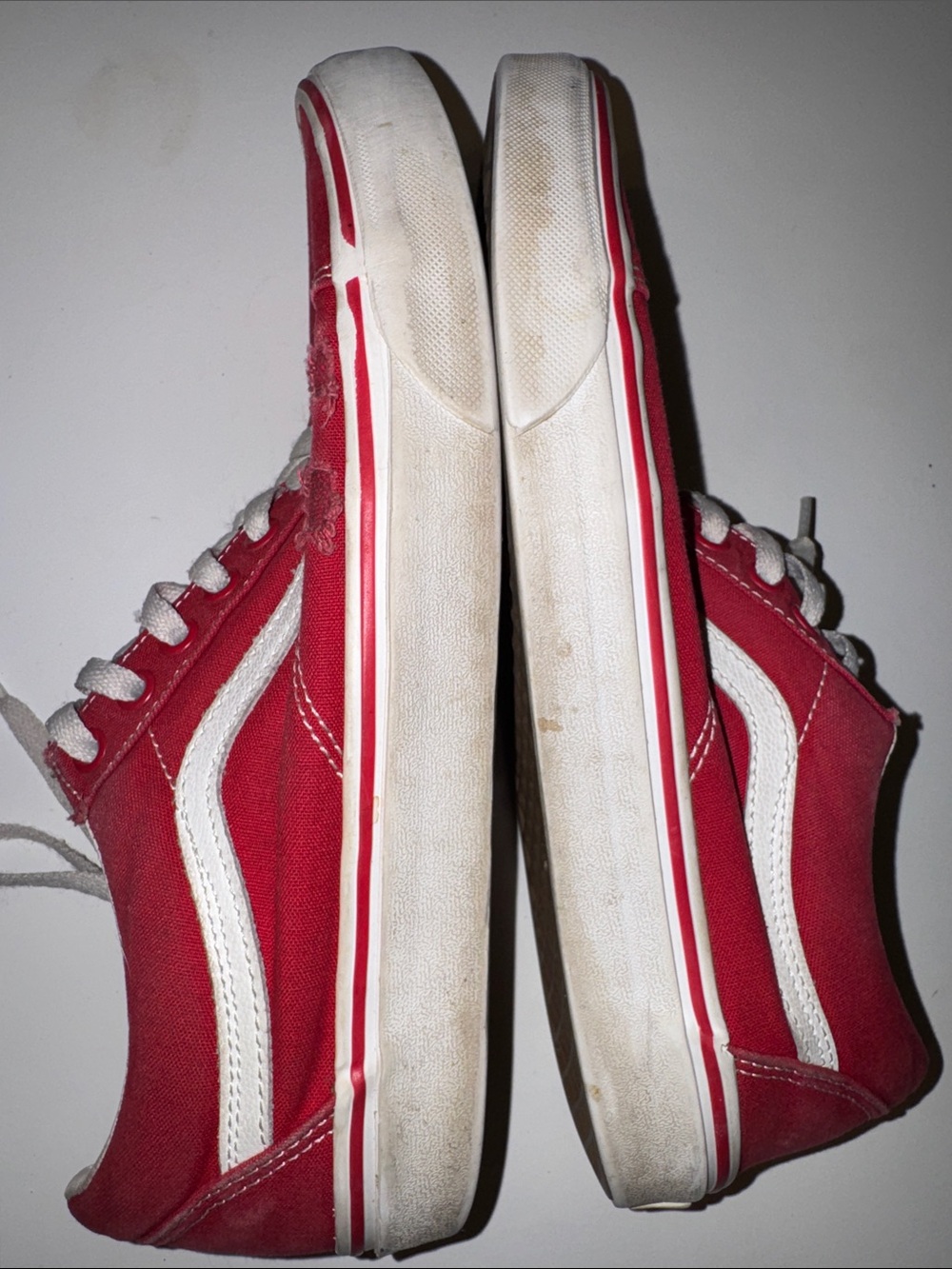 Vans Red Canvas Low-Top Sneakers with White Sidestripe - Picture 4 of 5